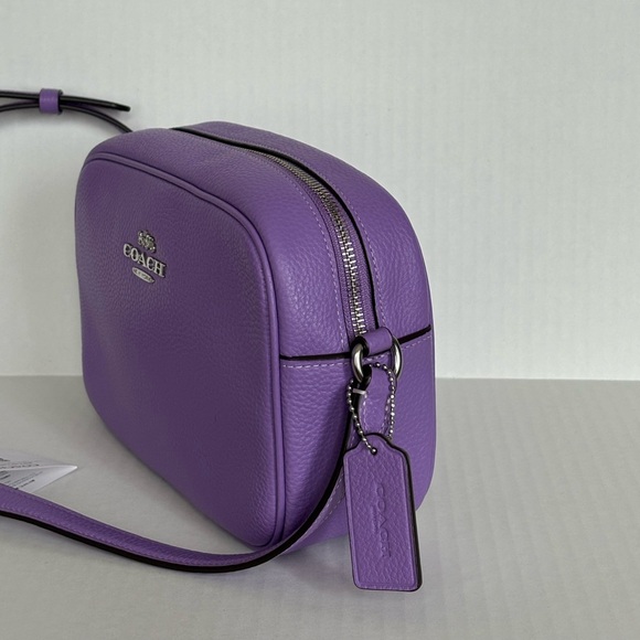 NWT Coach Jamie Refined Pebble Leather Camera Bag CR110 in Silver/Iris - Picture 8 of 16